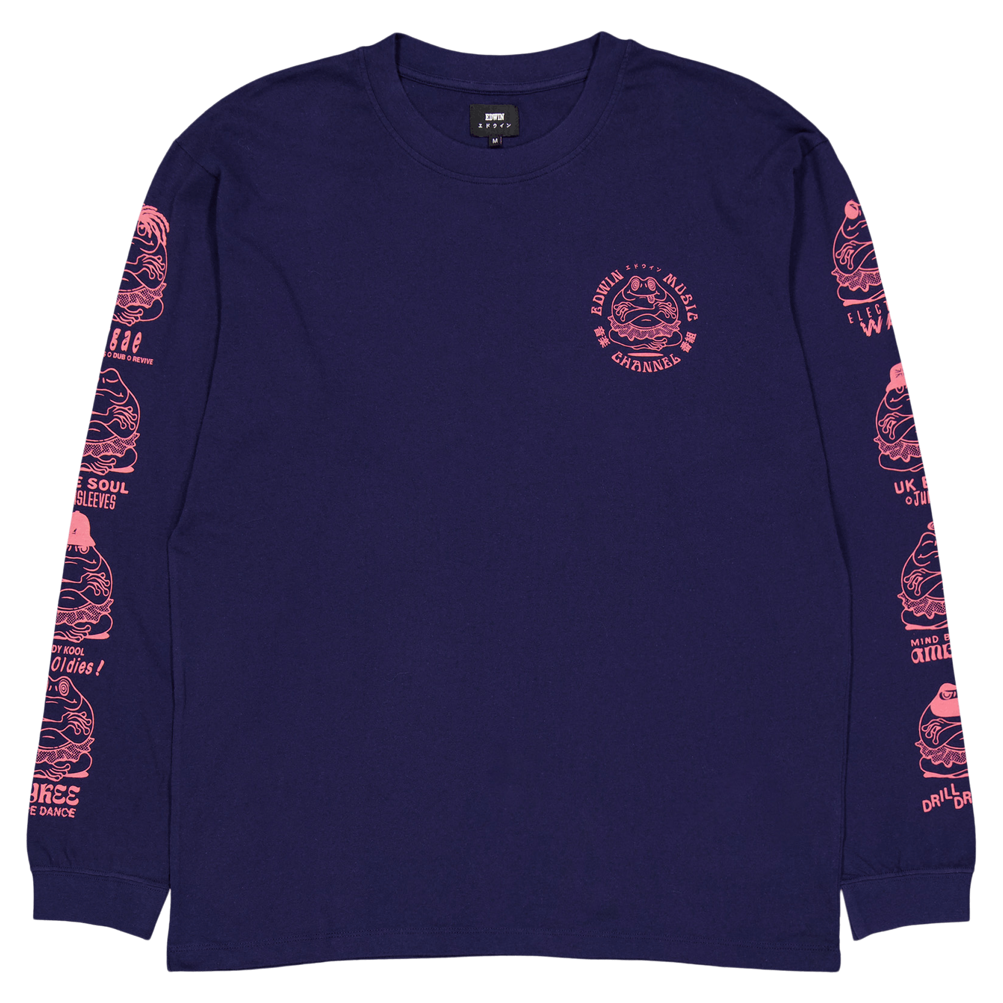 Edwin Music Channel Chest T Maritime Blue, Male, Apparels, Tops, Blue, L