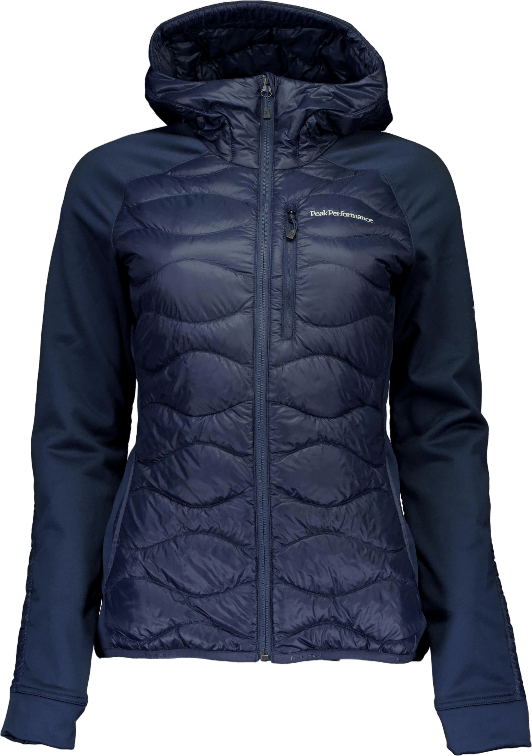 W Helium Down Hybrid Hood Blue Shadow