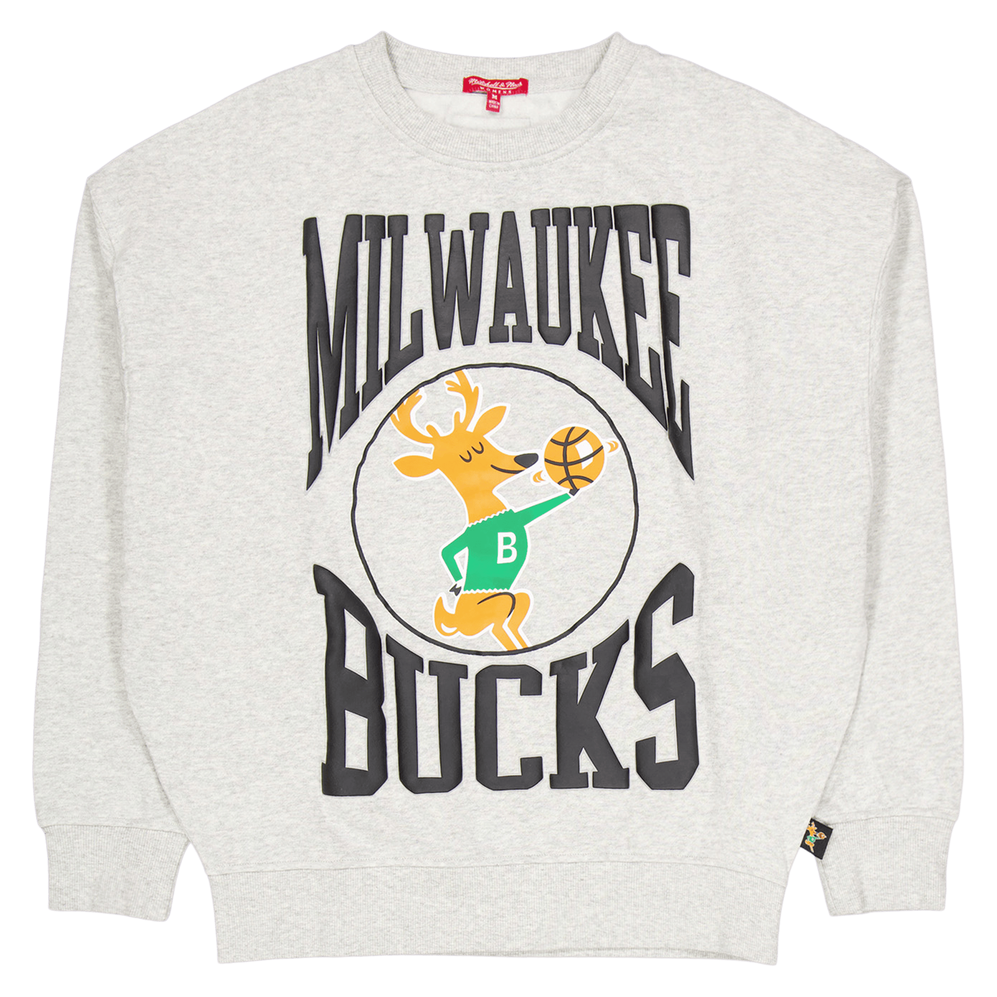 Bucks Womens Logo Lt Crew 3.0 Grey Heather