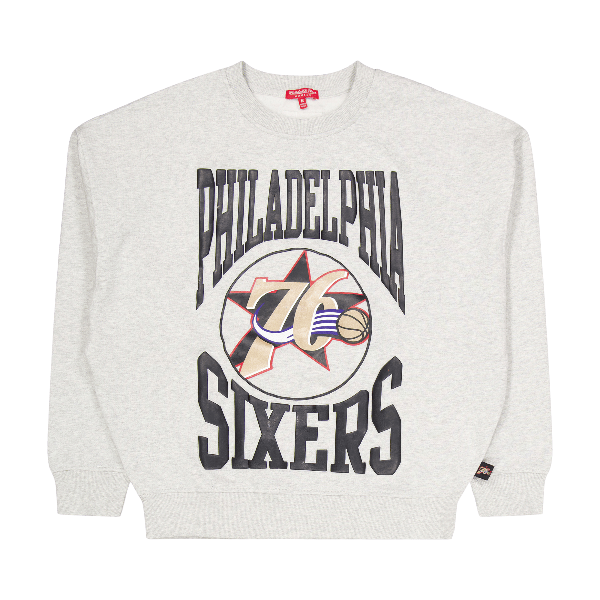 76ers Womens Logo Lt Crew 3.0 Grey Heather, Female, Abbigliamento, felpe con cappuccio e felpe, Bianca, M