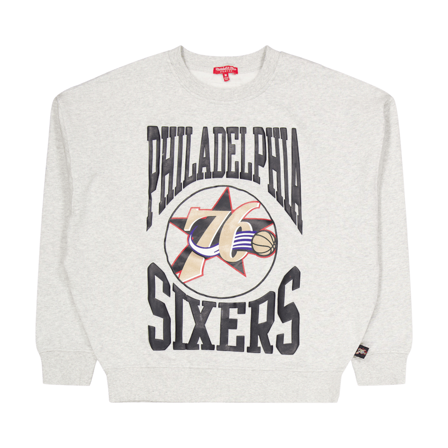 76ers Womens Logo Lt Crew 3.0 Grey Heather