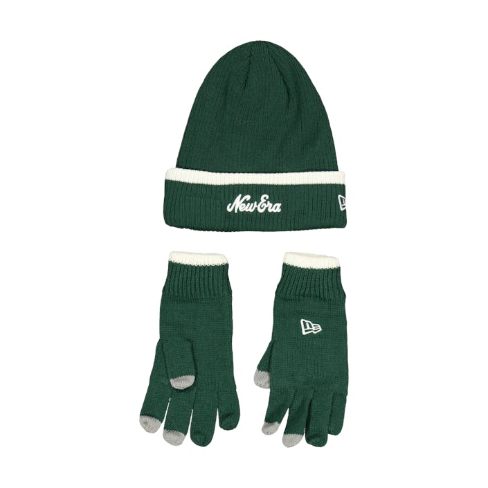 SCRIPT BEANIE GLOVES SET NEWE, Unisex, Apparels, hats & caps, Green, ONESIZE