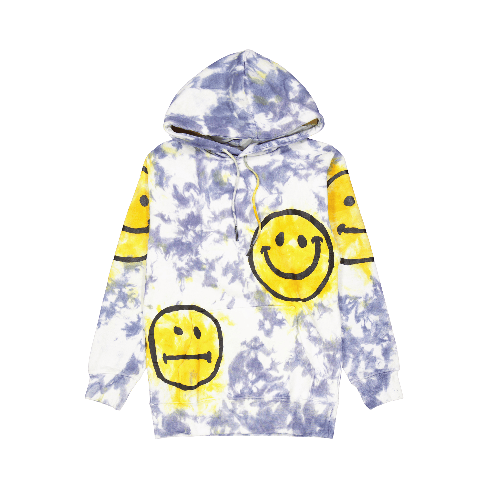 Smiley Sun Dye Hoodie Yellow Blue Tie-dye