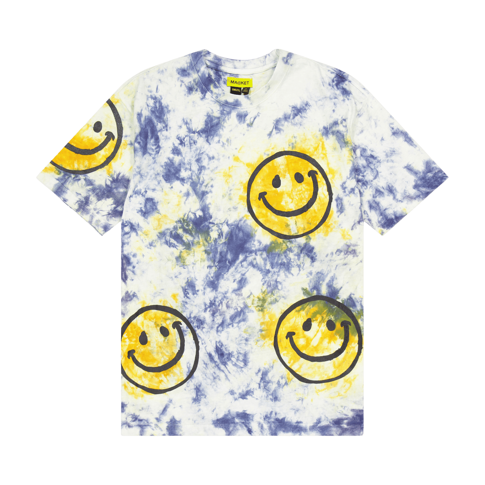Smiley Sun Dye Tshirt Yellow Blue Tie-dye