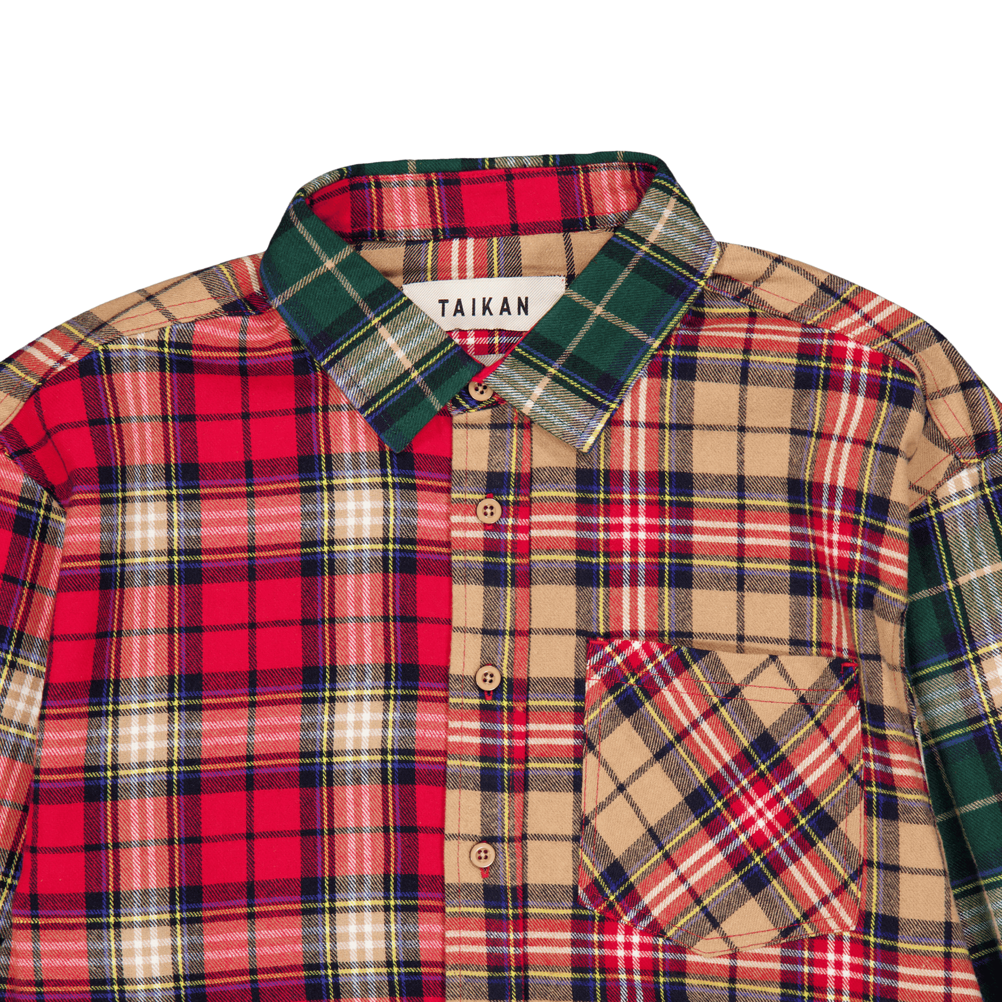 Patchwork L/s Shirt-sand/pine/ Sand/pine/red - Bild 3