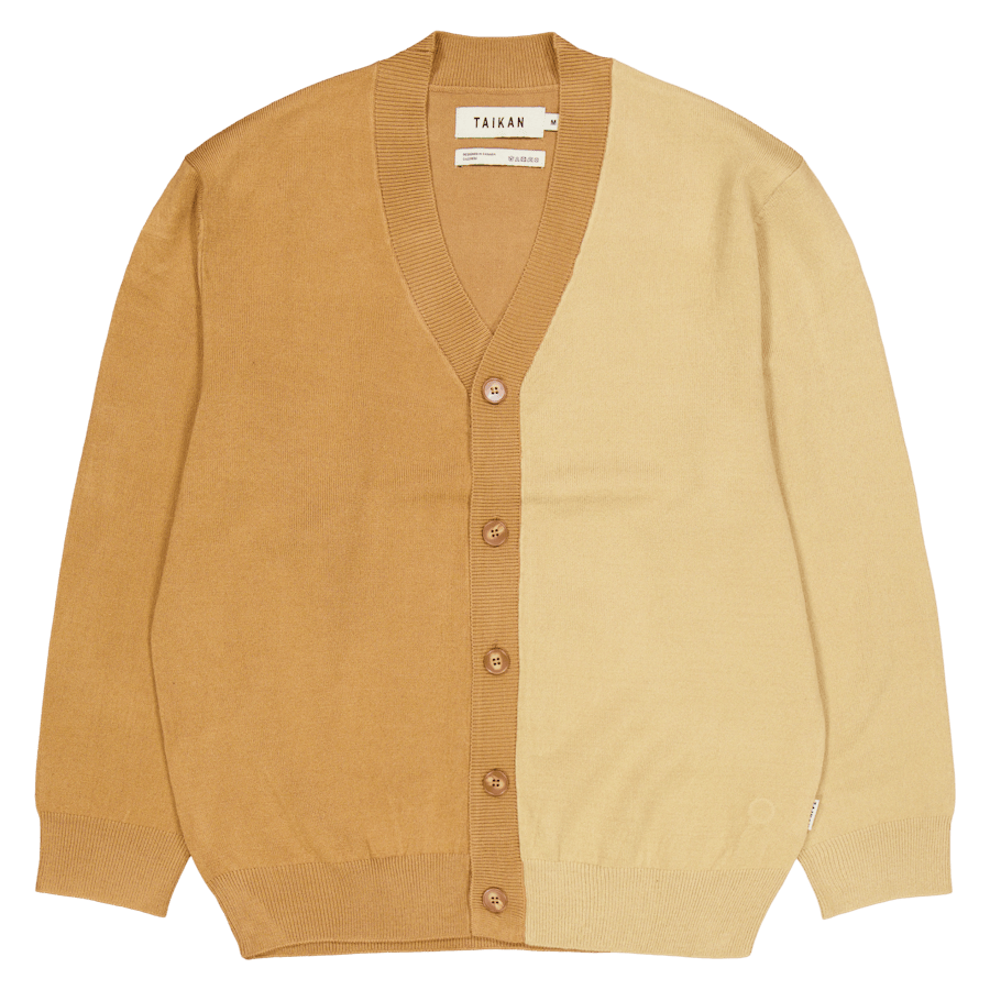 Colour Blocked Cardigan-tan/cr Tan/cream