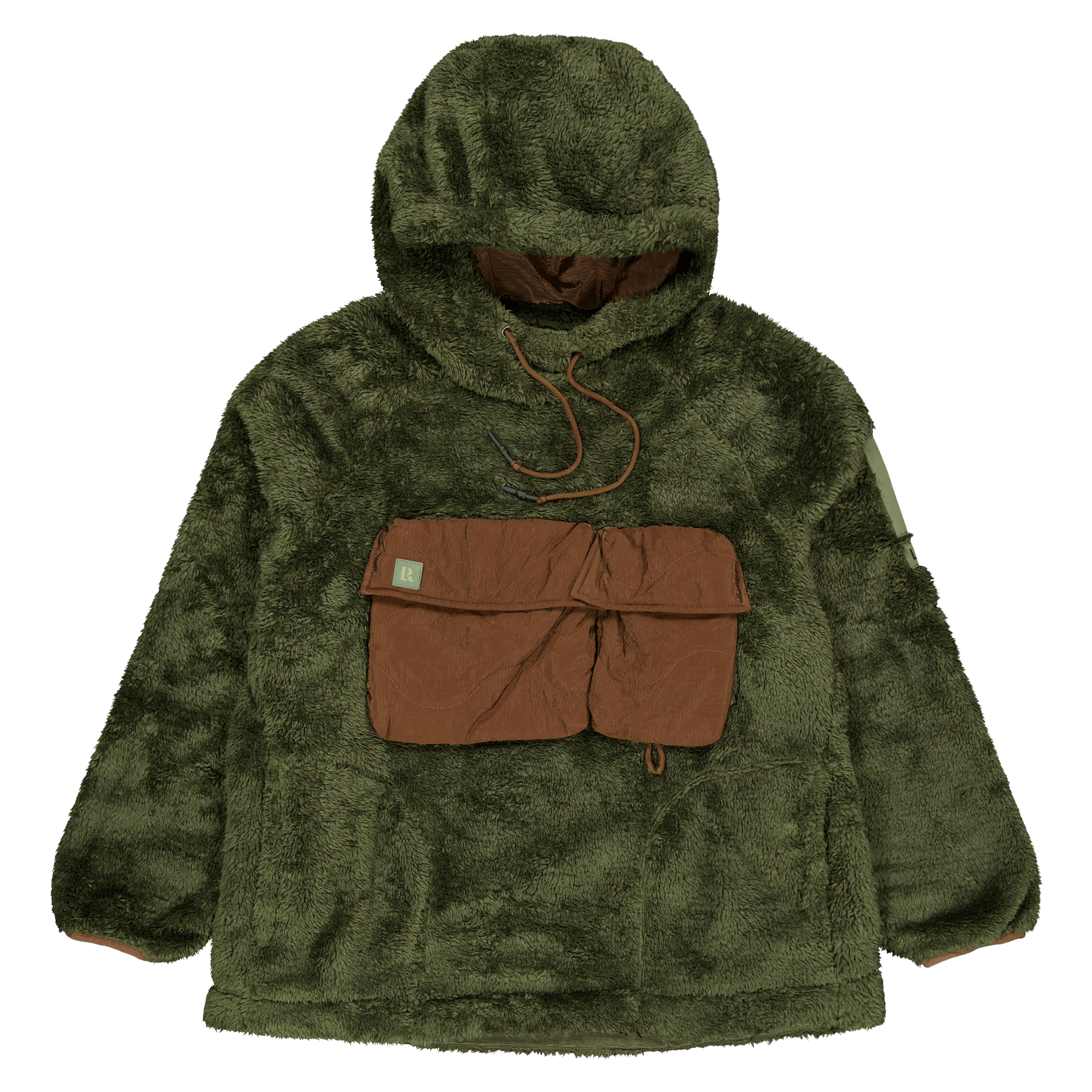 Pile Fleece Hoodie Olive Olive, Male, Kläder, jackor, Grön, L