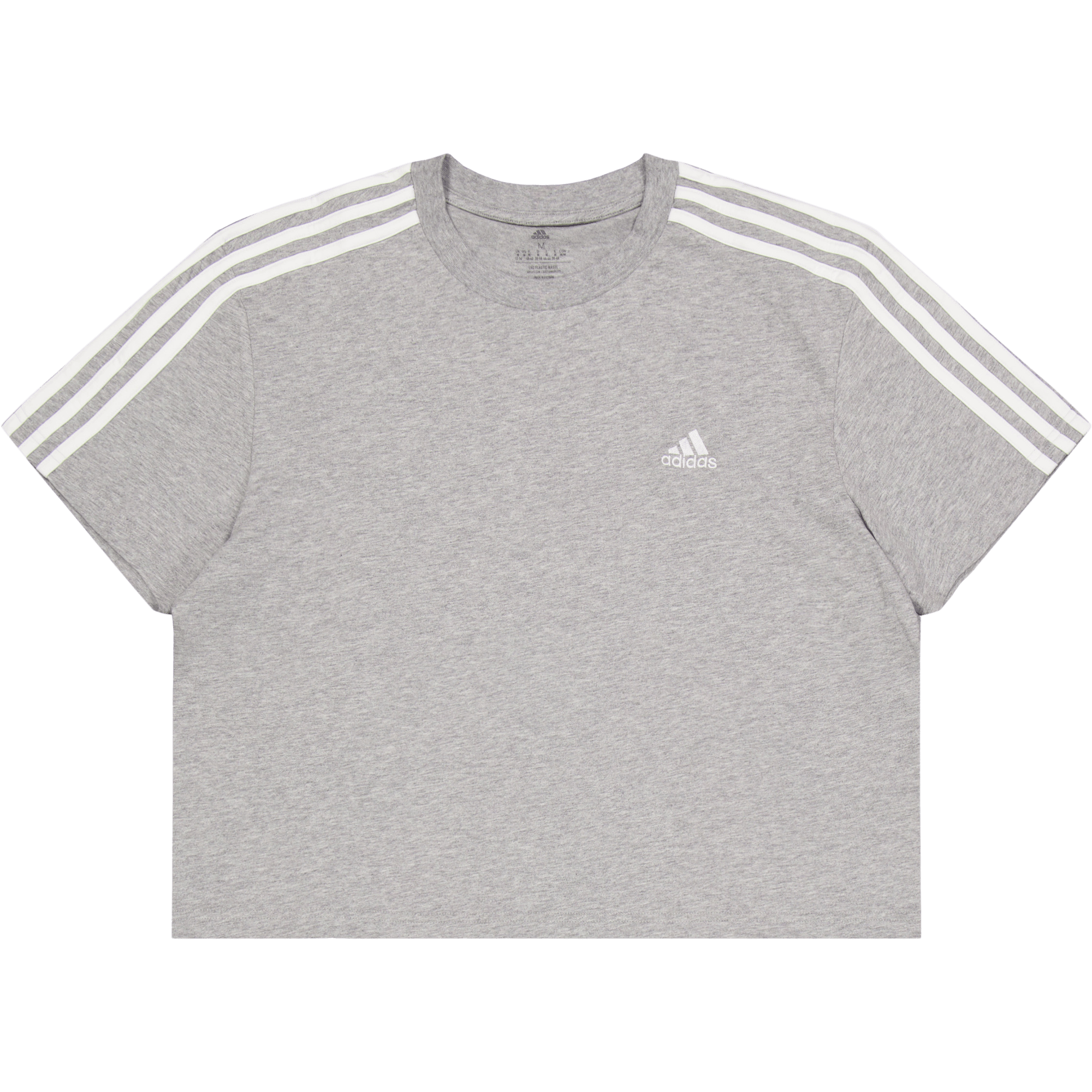Essentials 3-Stripes Single Jersey Crop Top Medium Grey Heather, Female, Apparels, Tops, Grey, S