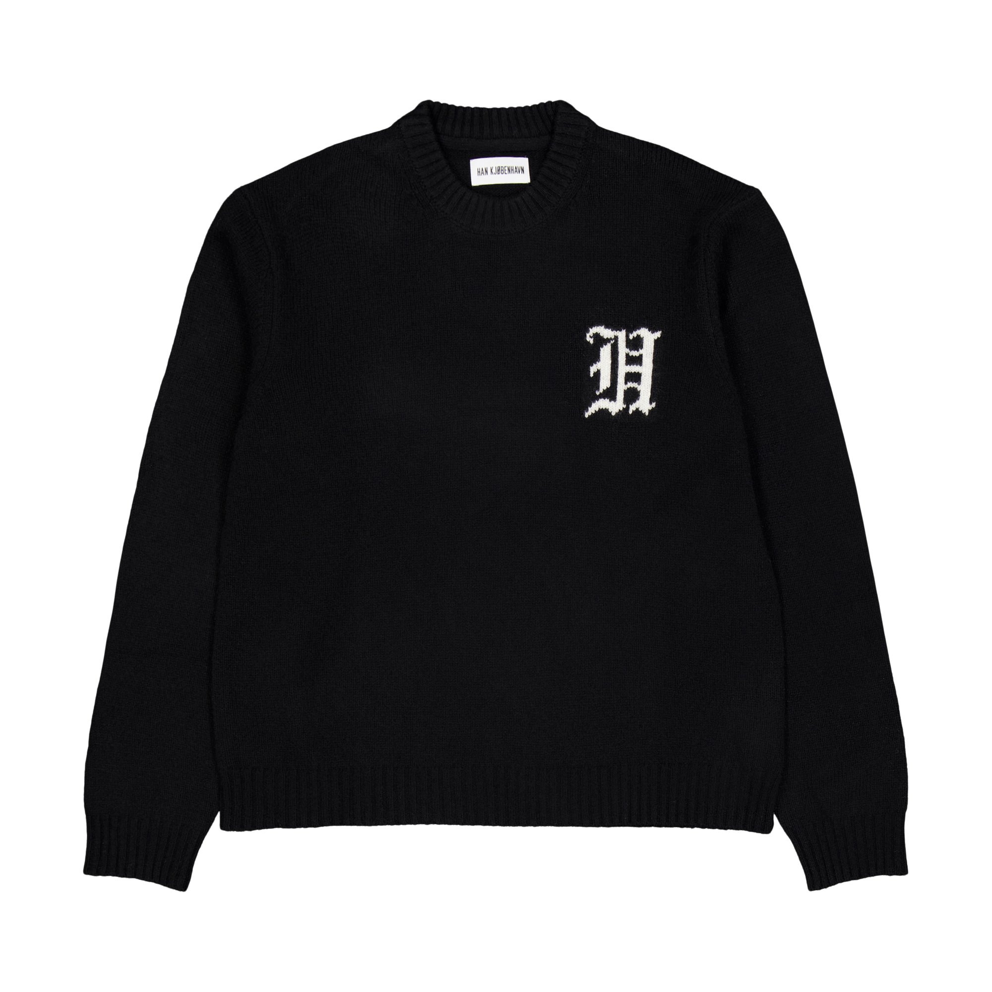 Intarsia Logo Crewneck Knit Black
