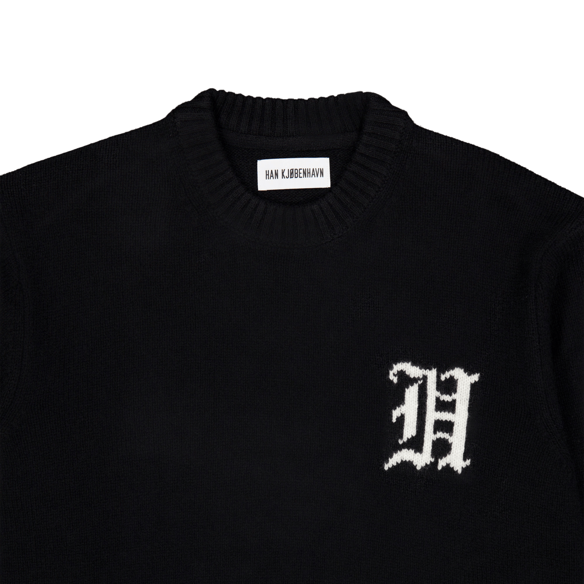 Intarsia Logo Crewneck Knit Black - Bild 3