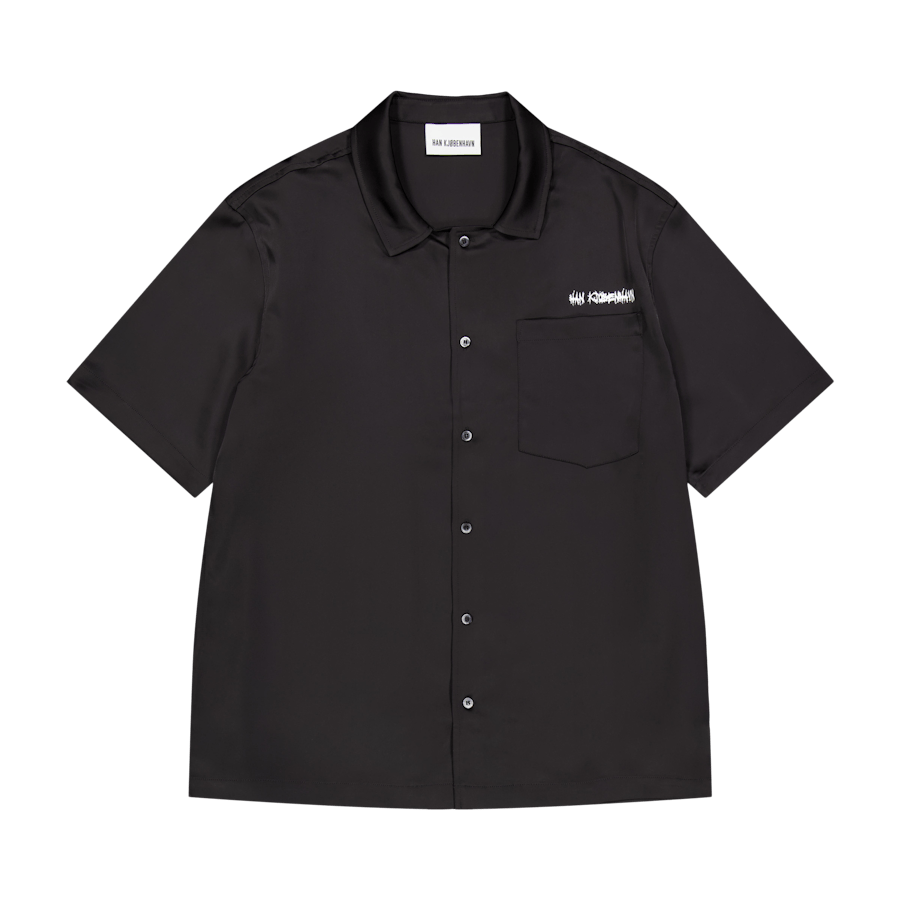 Upside Down Satin Summer Shirt Black