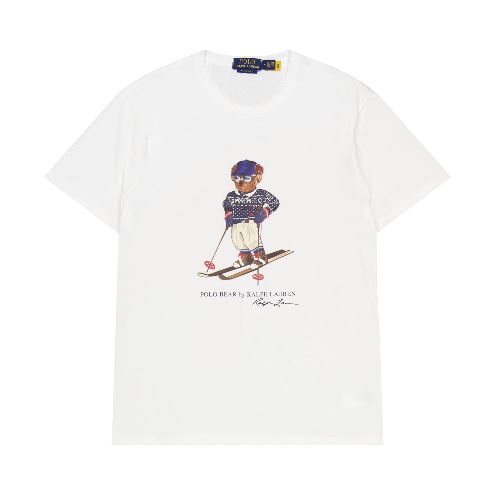 Custom Slim Fit Polo Bear Jersey T-Shirt White Ski Bear, Male, Ropa, Tops, Blanco, XXL