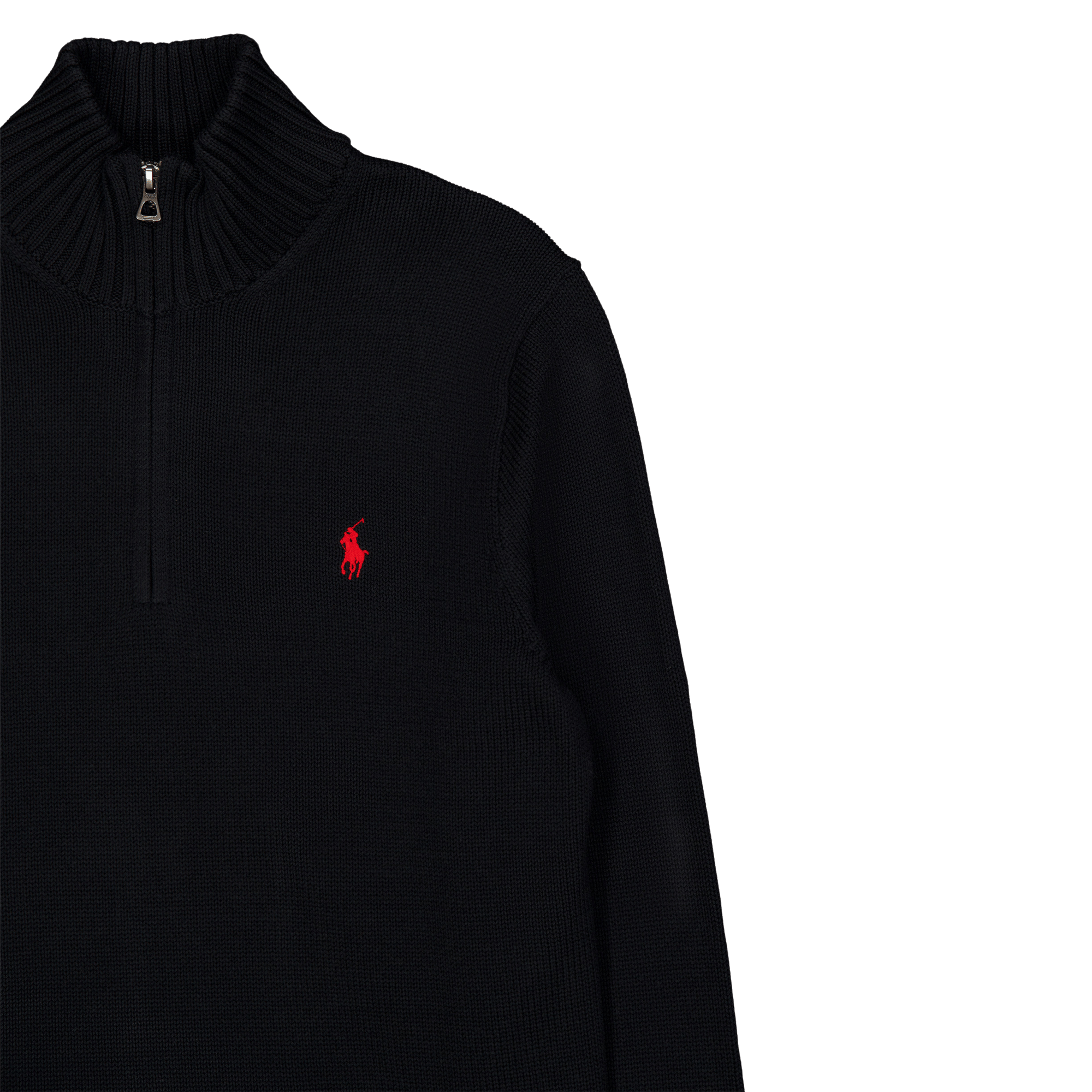 Cotton Quarter-Zip Sweater Polo Black - Bild 3