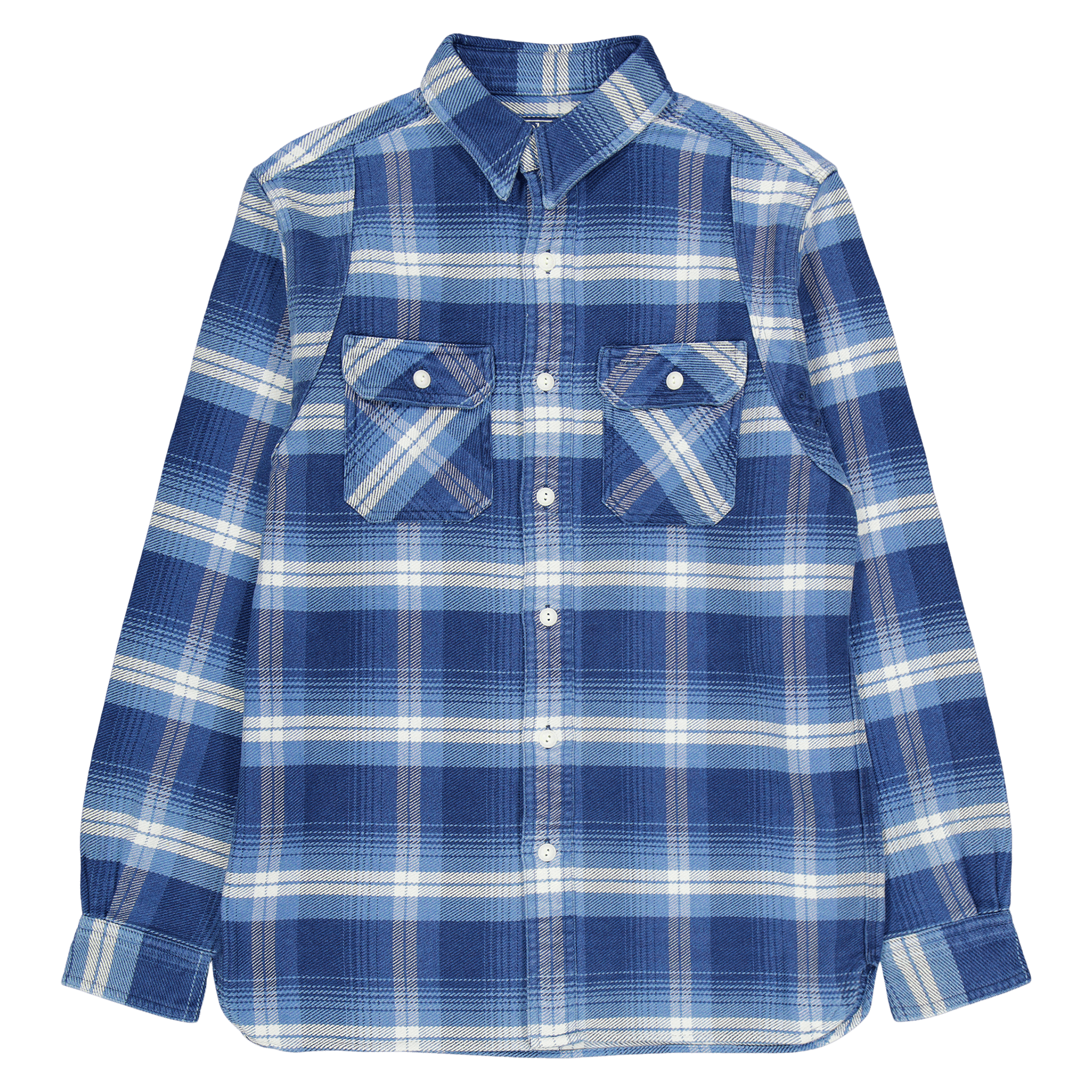 Classic Fit Plaid Flannel Workshirt Blue / Cream Multi, Male, Kleding, Tops, Multi kleur, L