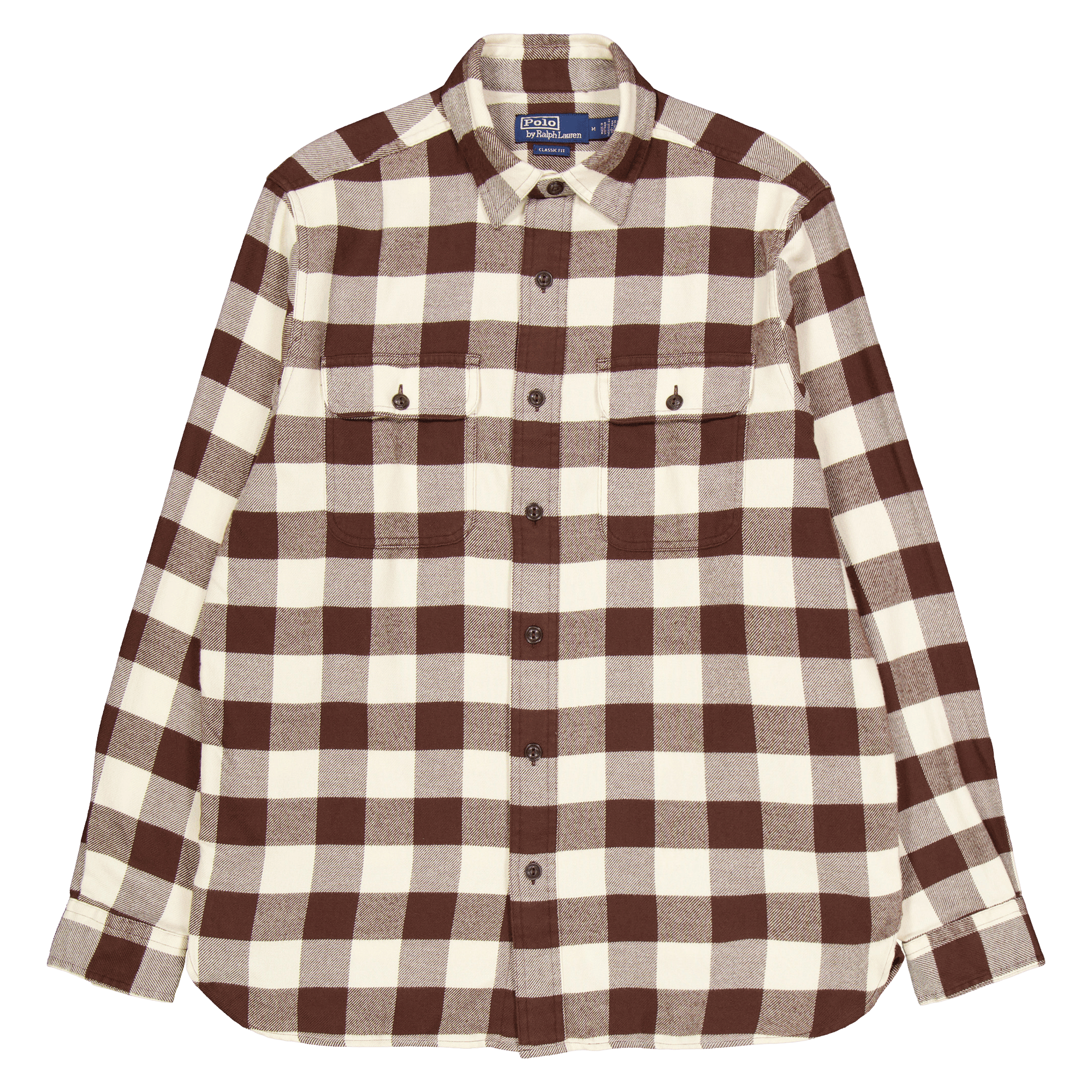 Classic Fit Checked Twill Workshirt Winter Cream / Brown