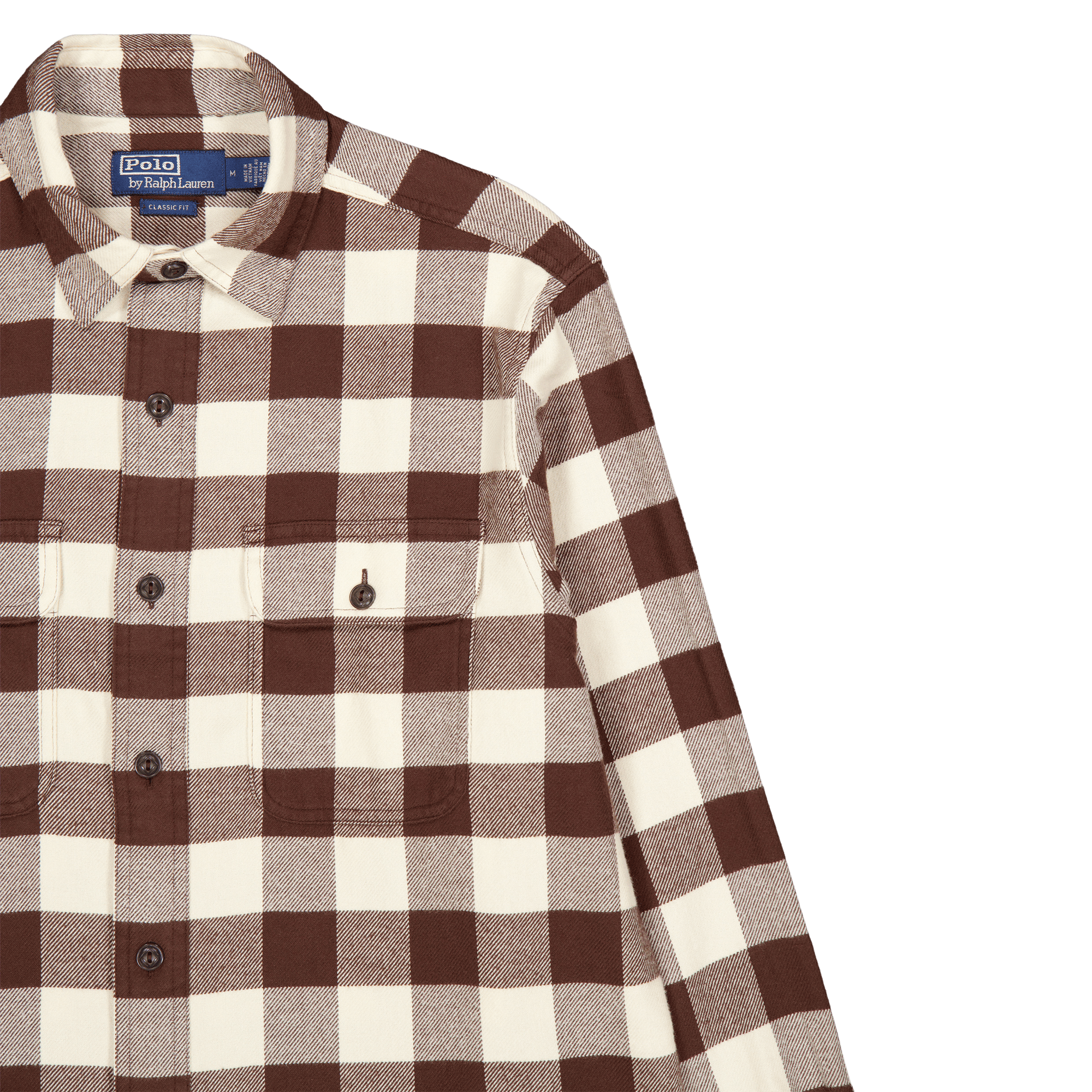 Classic Fit Checked Twill Workshirt Winter Cream / Brown - Bild 3