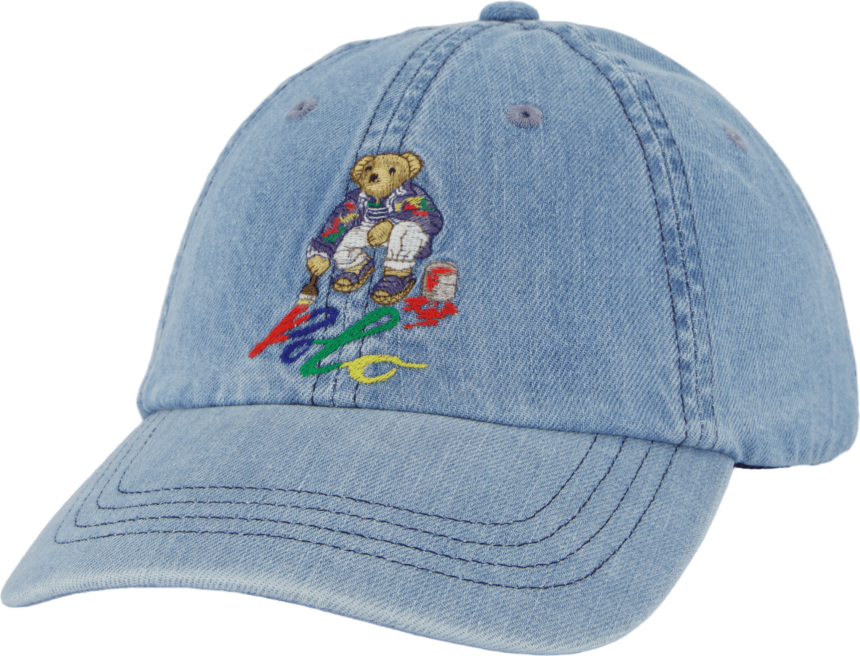 Polo Bear Denim Ball Cap Light Wash Denim, Male, Odevy, Klobúky a čiapky, Modrá, ONESIZE