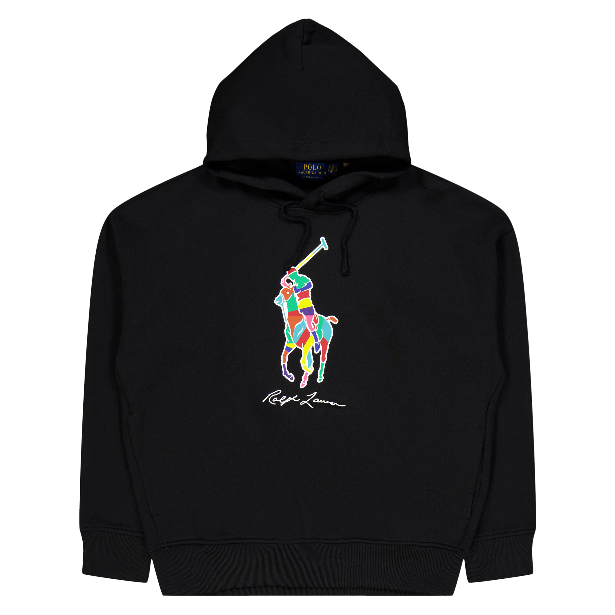 Big Fit Big Pony Fleece Hoodie Polo Black