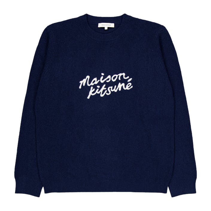 Maison Kitsune Handwriting Com Ink Blue, Male, Apparels, Tops, Blue, M