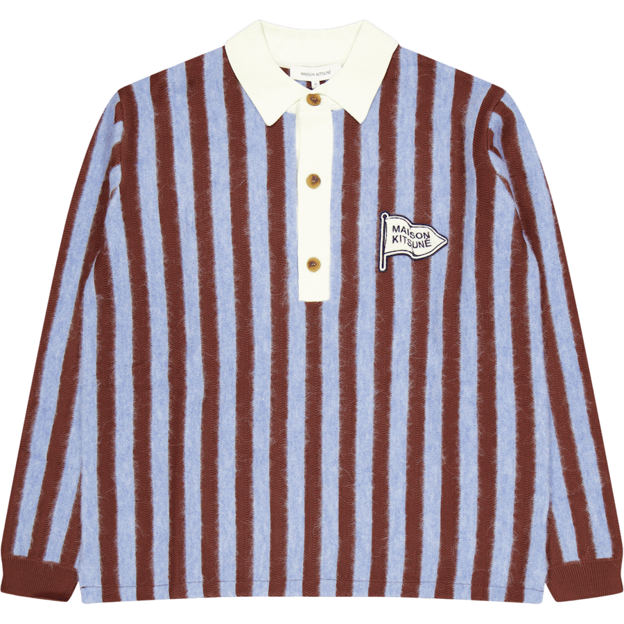 Striped Comfort Polo Sky Blue/hazelnut