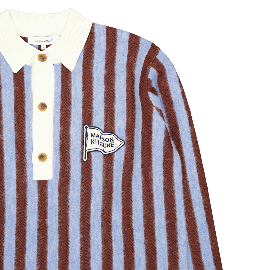 Striped Comfort Polo Sky Blue/hazelnut - Bild 3