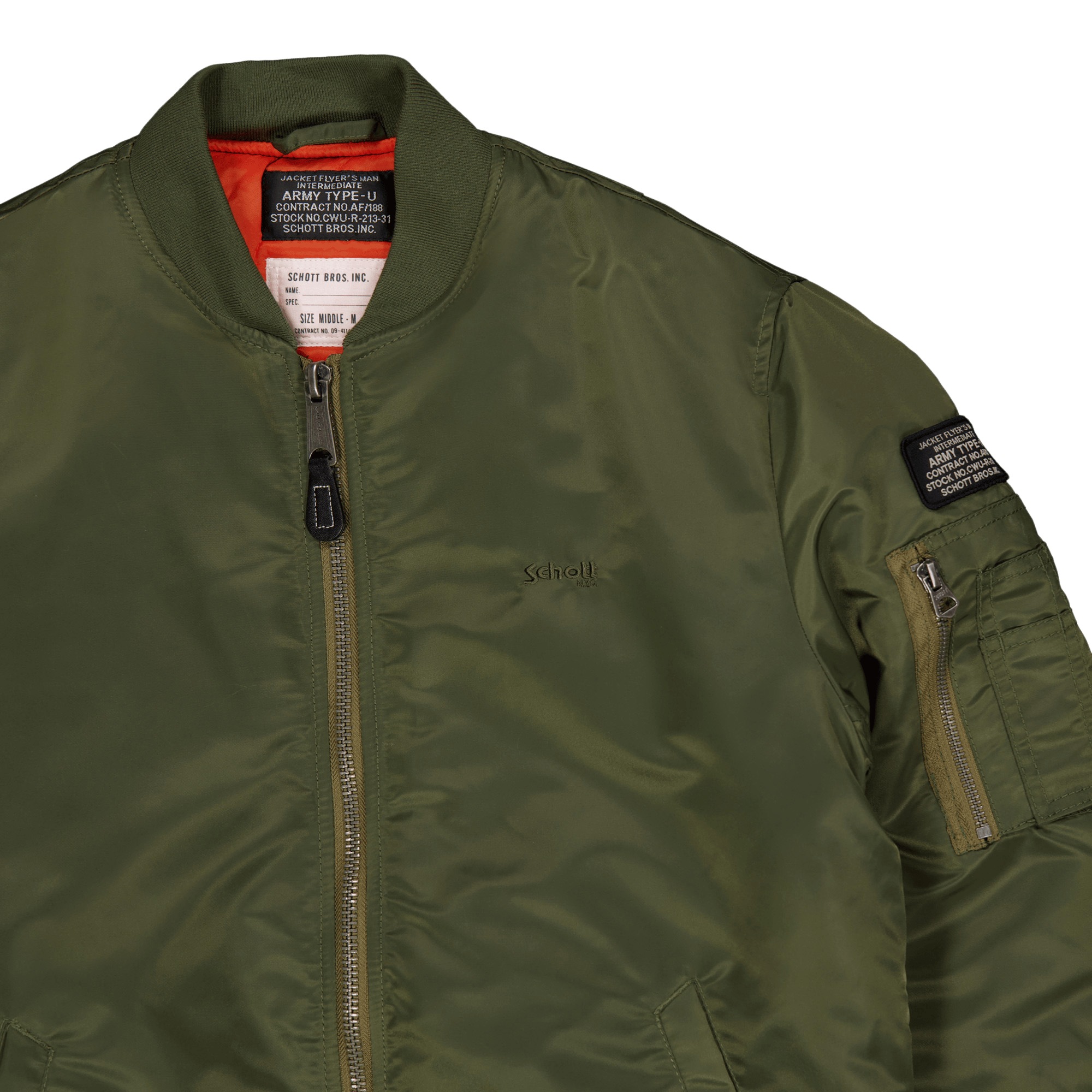 Jacket Bomber Schott Nylon Eco Army Kaki - Bild 3