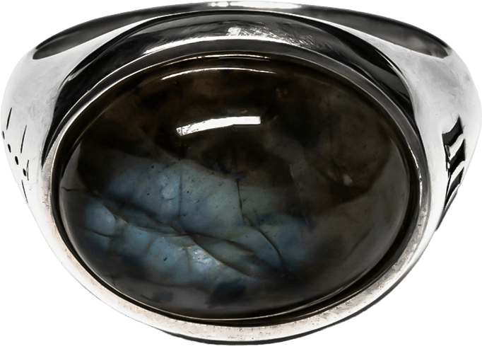Tubby Ring Silver 925/labradorite, Unisex, Apparatuur, andere accessoires, Zwart, XS