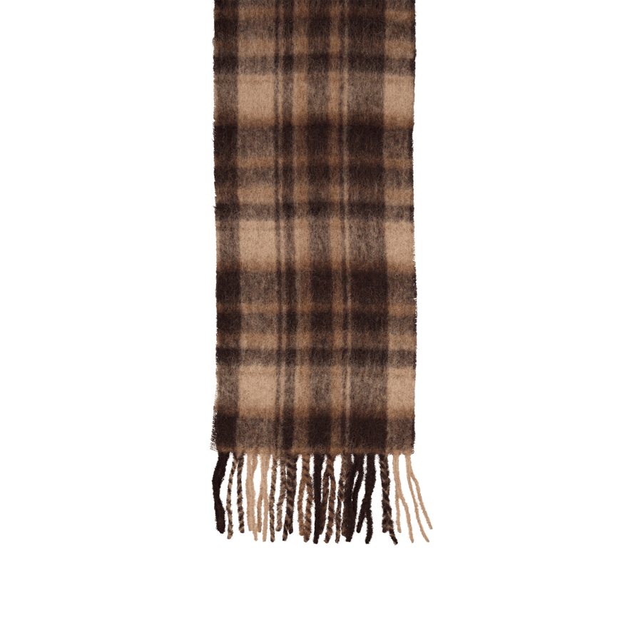 Airy Wool Scarf Brown Check