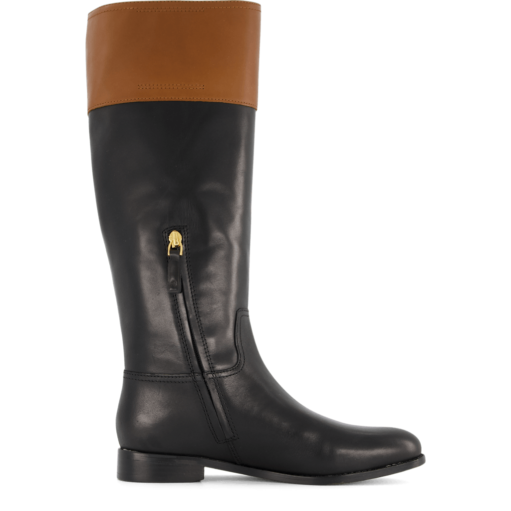 Justine Burnished Leather Riding Boot Black/Deep Saddle Tan | Shoes for ...