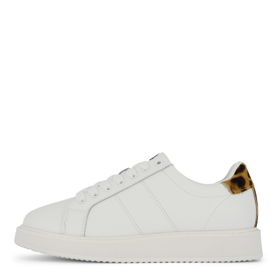 Angeline IV Leather & Haircalf Trainer Snow White/Chestnut Brown