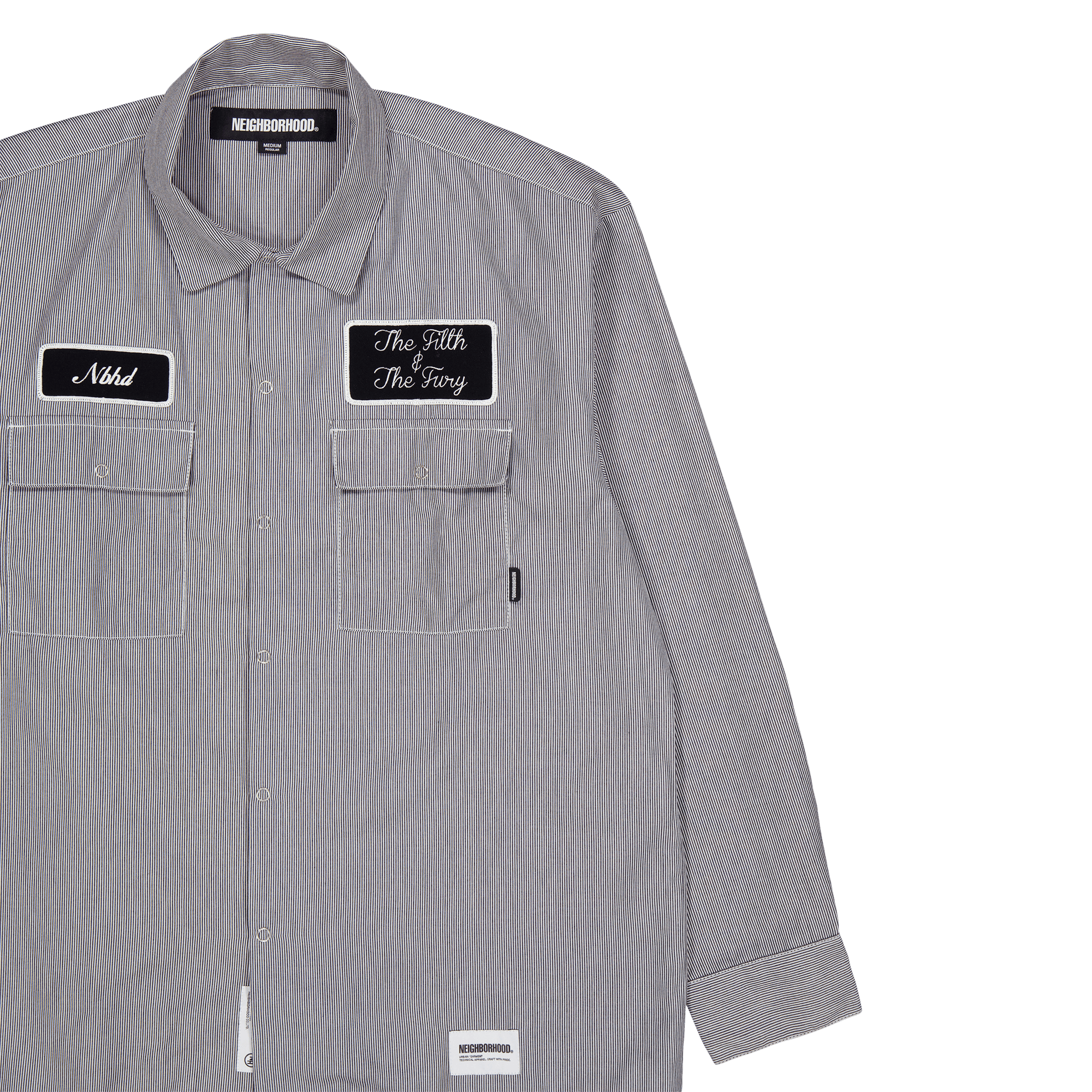 Stripe Work Shirt Ls Black - Bild 3