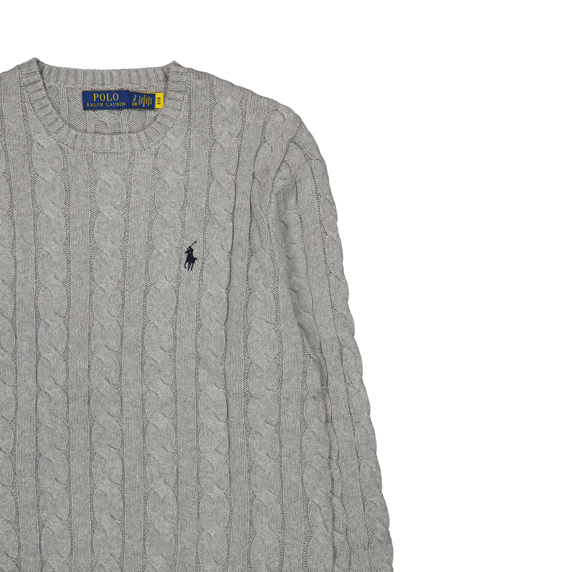 Cable-Knit Cotton Sweater Fawn Grey Heather - Bild 3