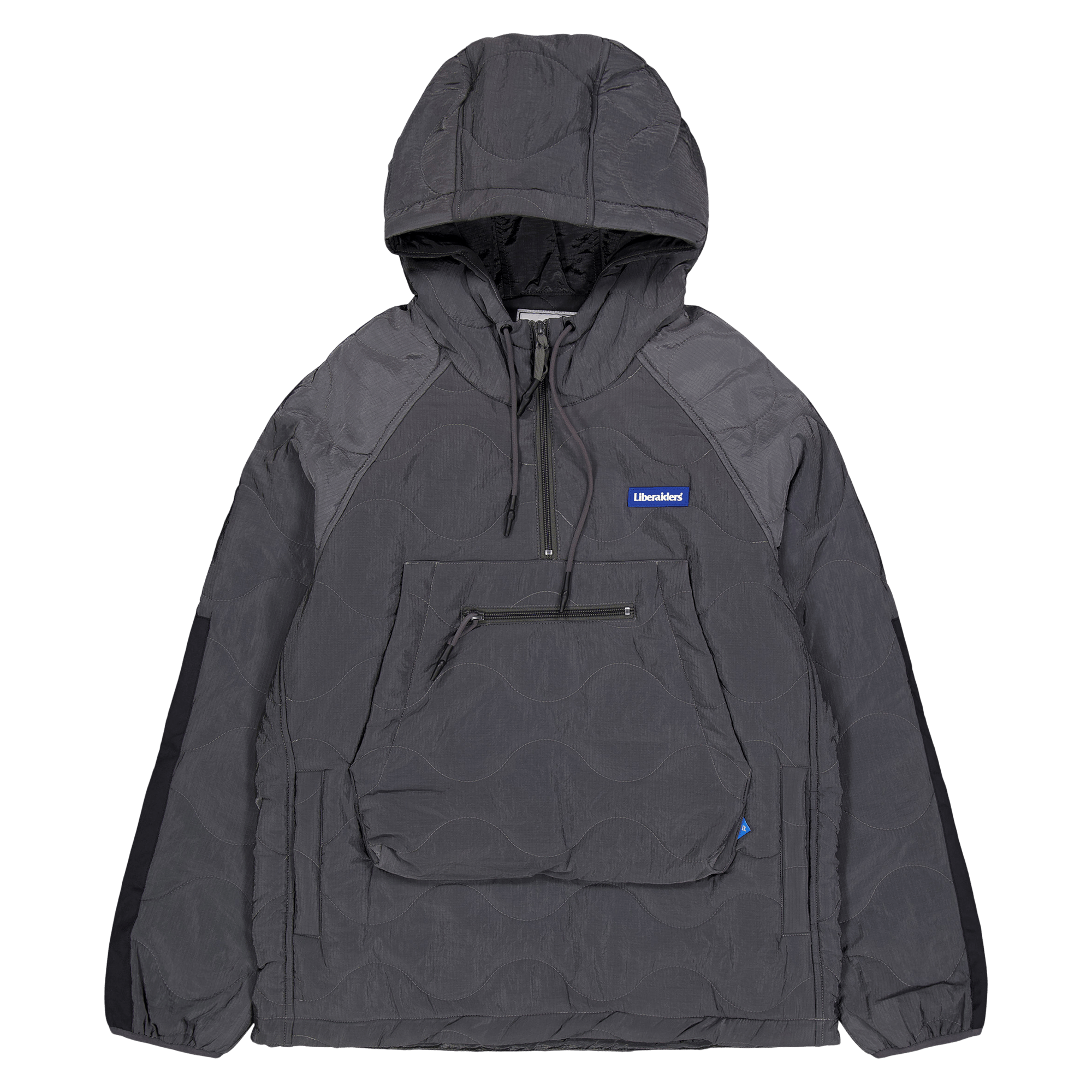 Quilted Ripstop Nylon Hoodie Gray