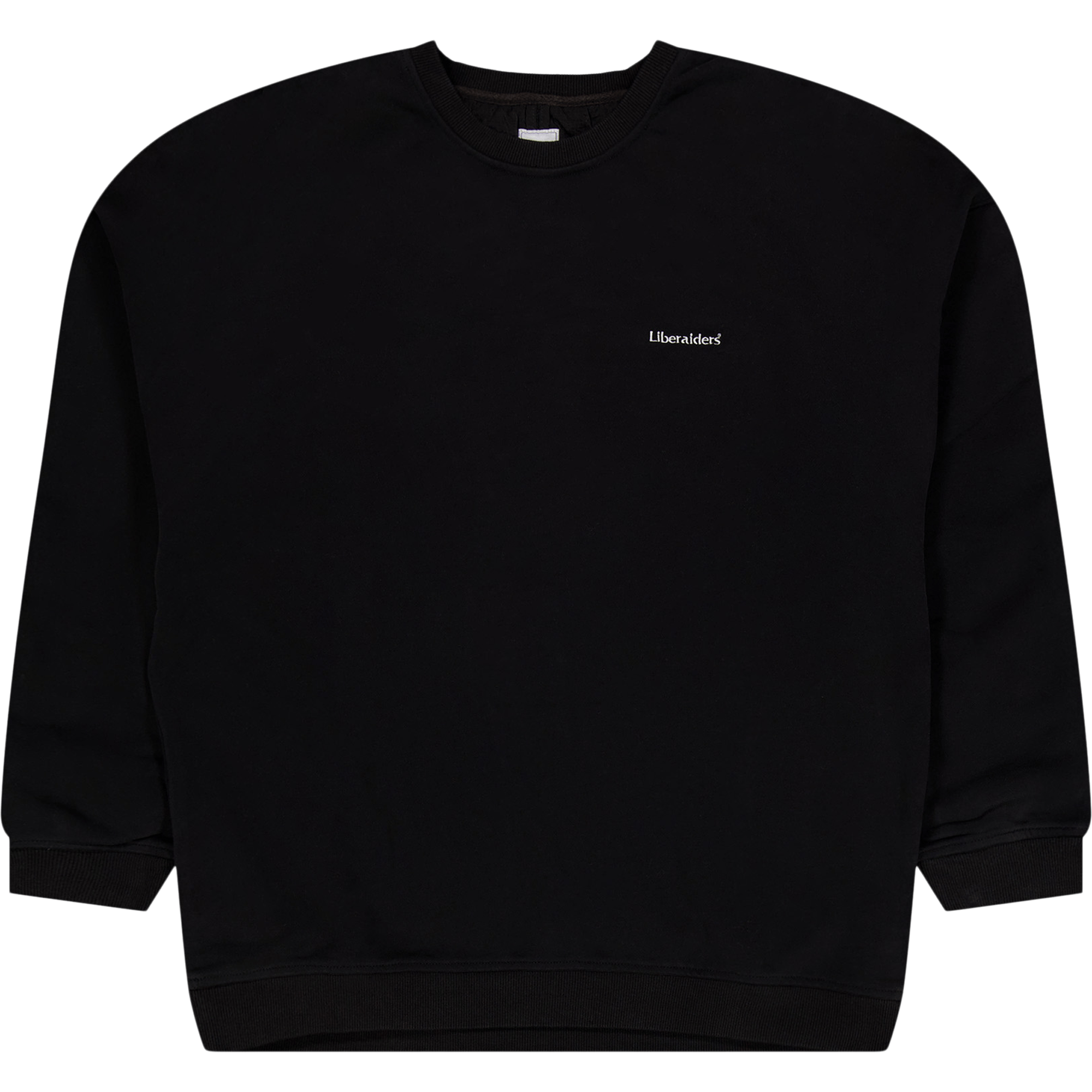 Cotton Fleece Quilted Crewneck Black
