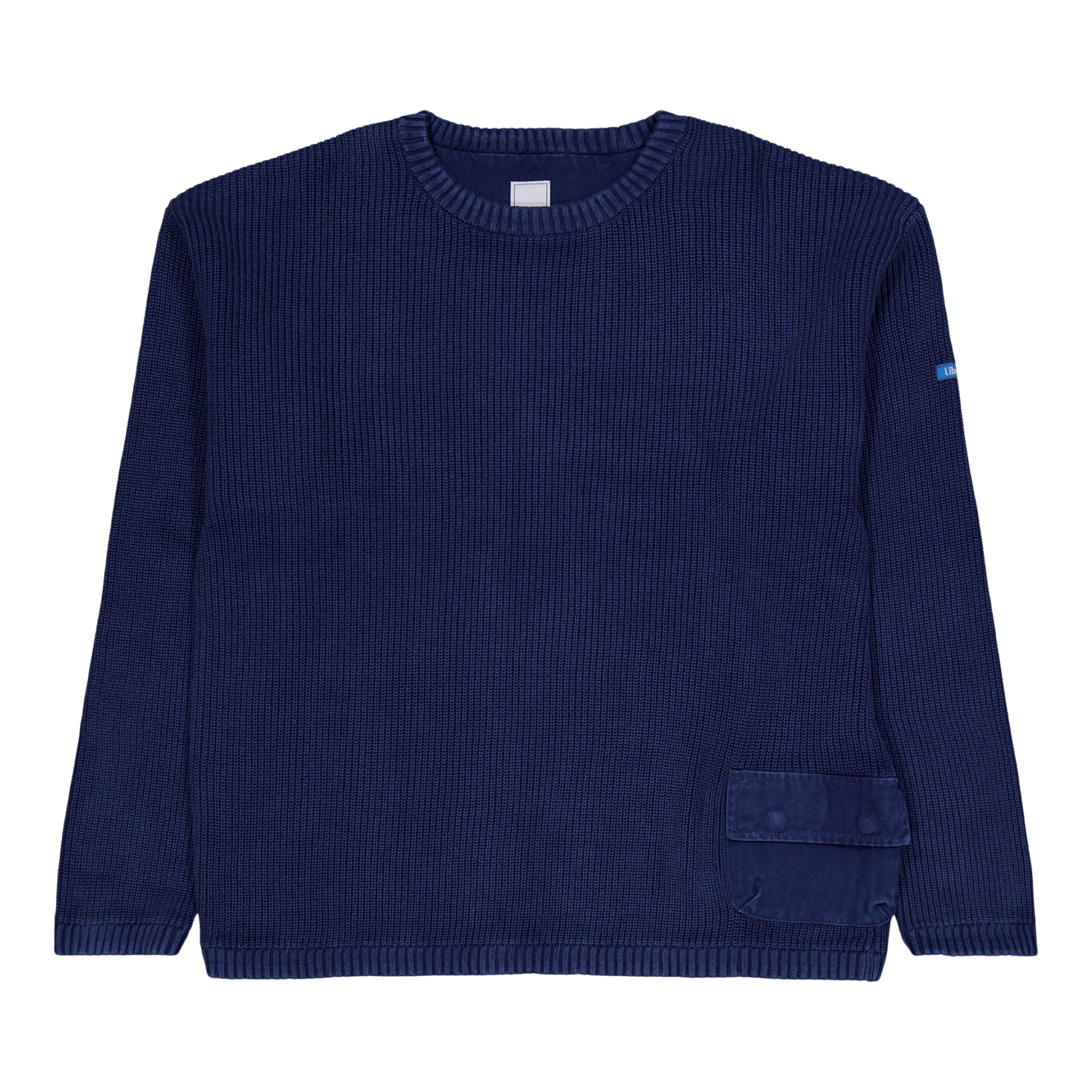 Garment Dyed Cotton Knit Crewn Navy