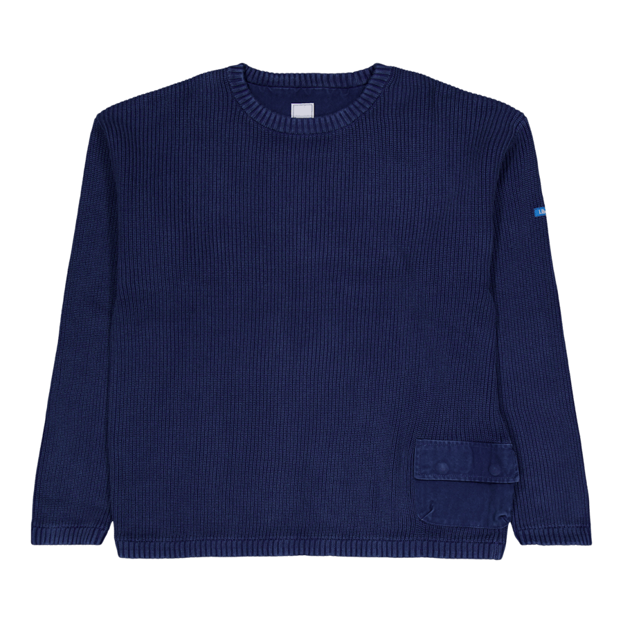 Garment Dyed Cotton Knit Crewn Navy