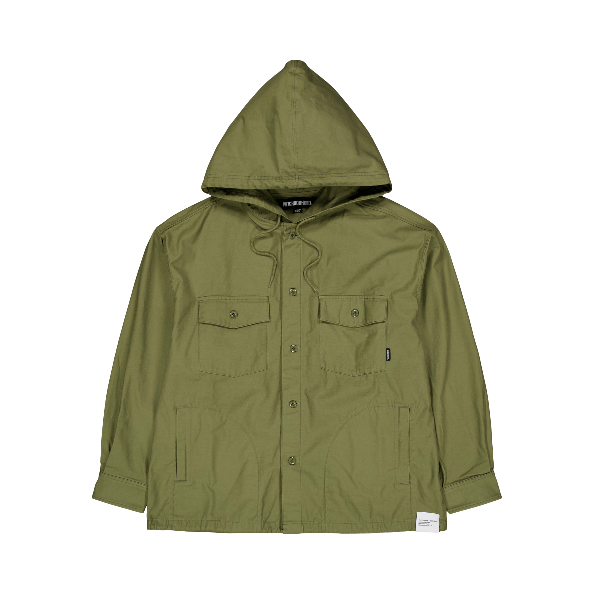 Hooded Shirt Ls Olive Drab, Male, Odzież, Tops, Zielony, L