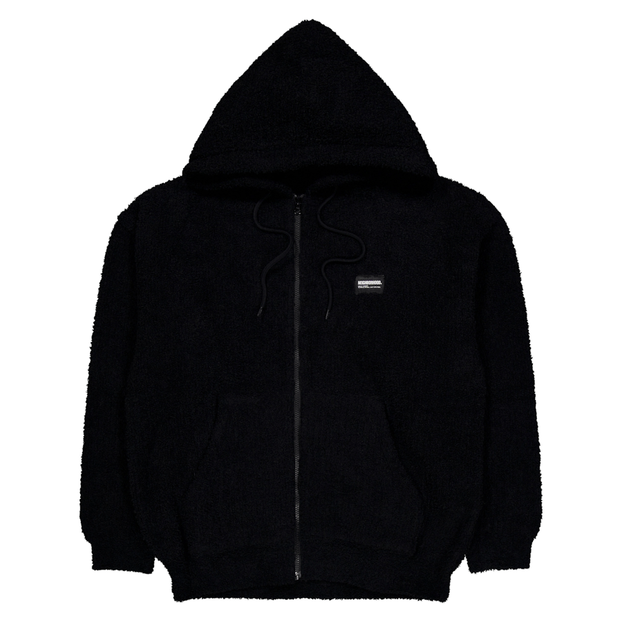 Fluffy Zip Up Parka Black