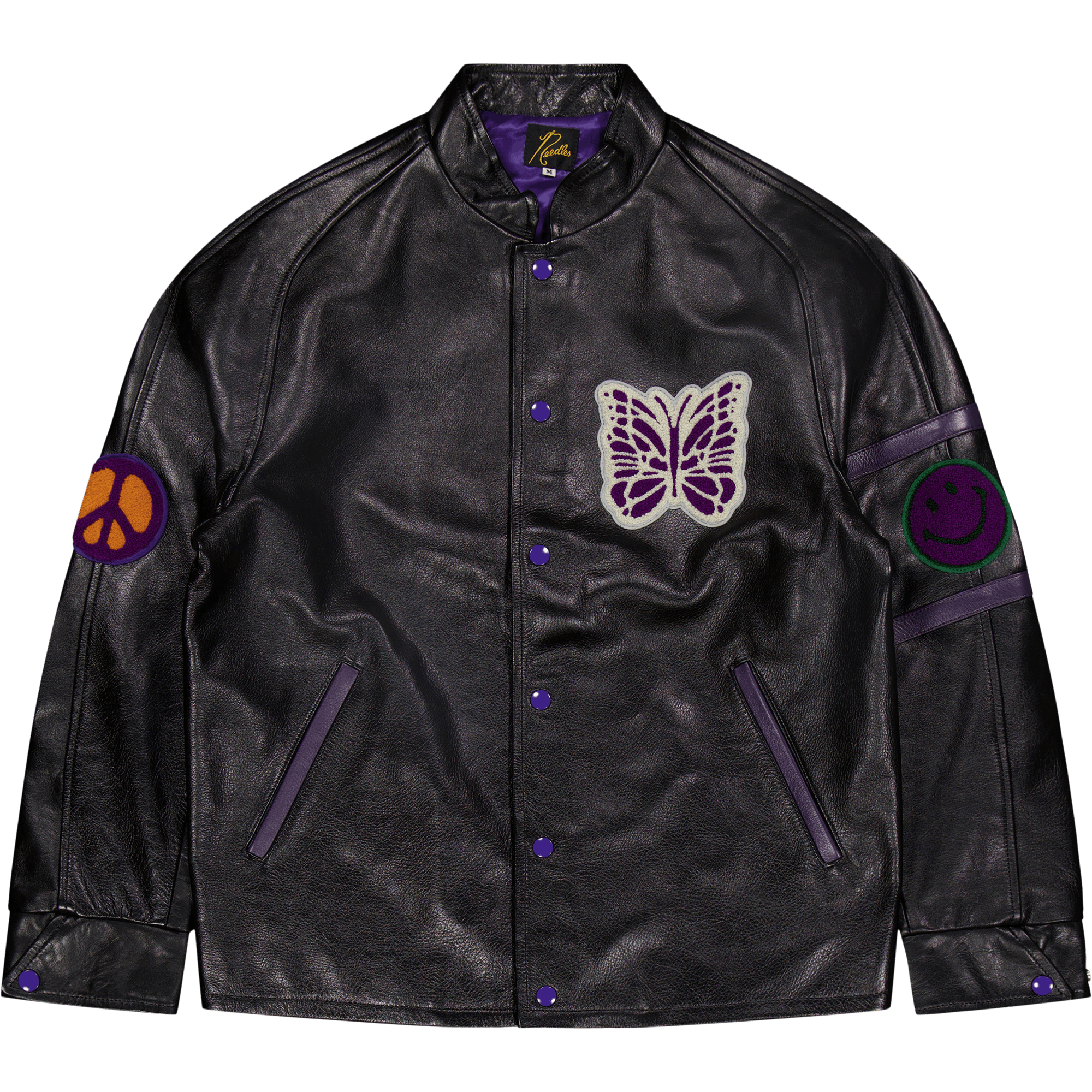 Needles Letterman Jacket - Cow Black, Male, Bekleidung, Jacken, Schwarz, M