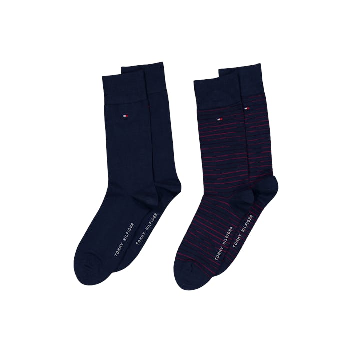 Th Men Small Stripe Sock 2p 031 Rouge, Male, Apparels, Socks, Red, 43-46