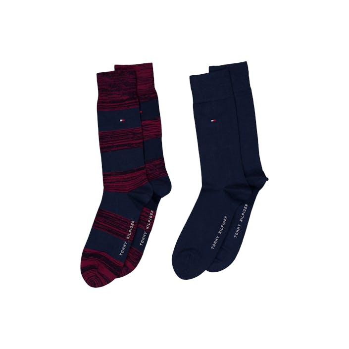 Th Men Rugby Sock 2p 093 Rouge, Male, Apparels, Socks, Red, 39-42