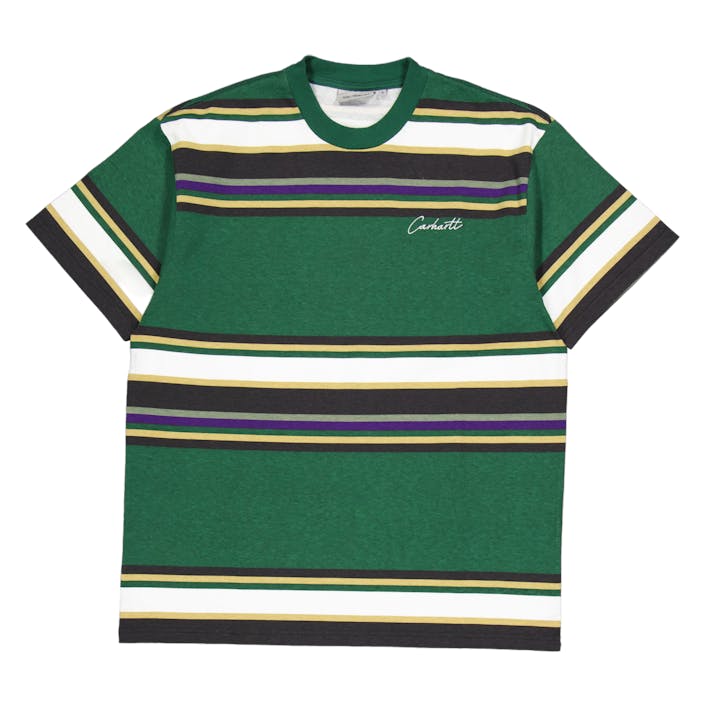 S/s Morcom T-shirt Morcom Stripe, Chervil, Unisex, Klær, Tops, Grønn, S