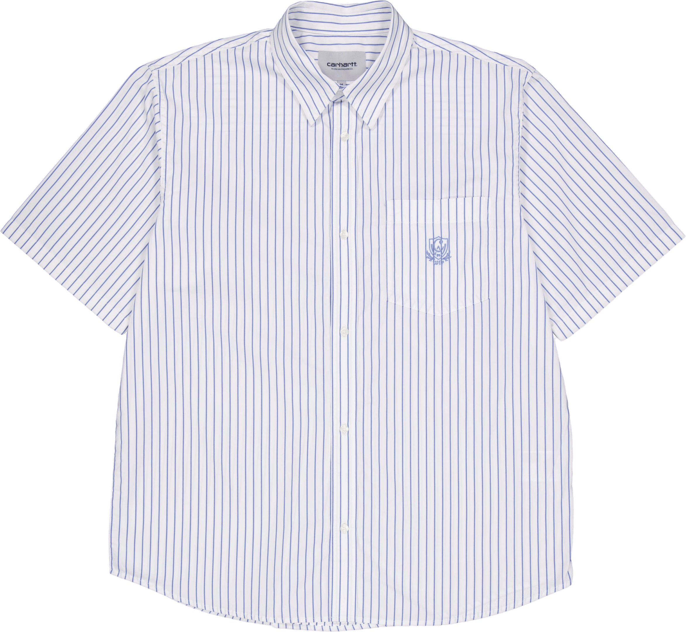 S/s Linus Shirt Linus Stripe, Bleach / White