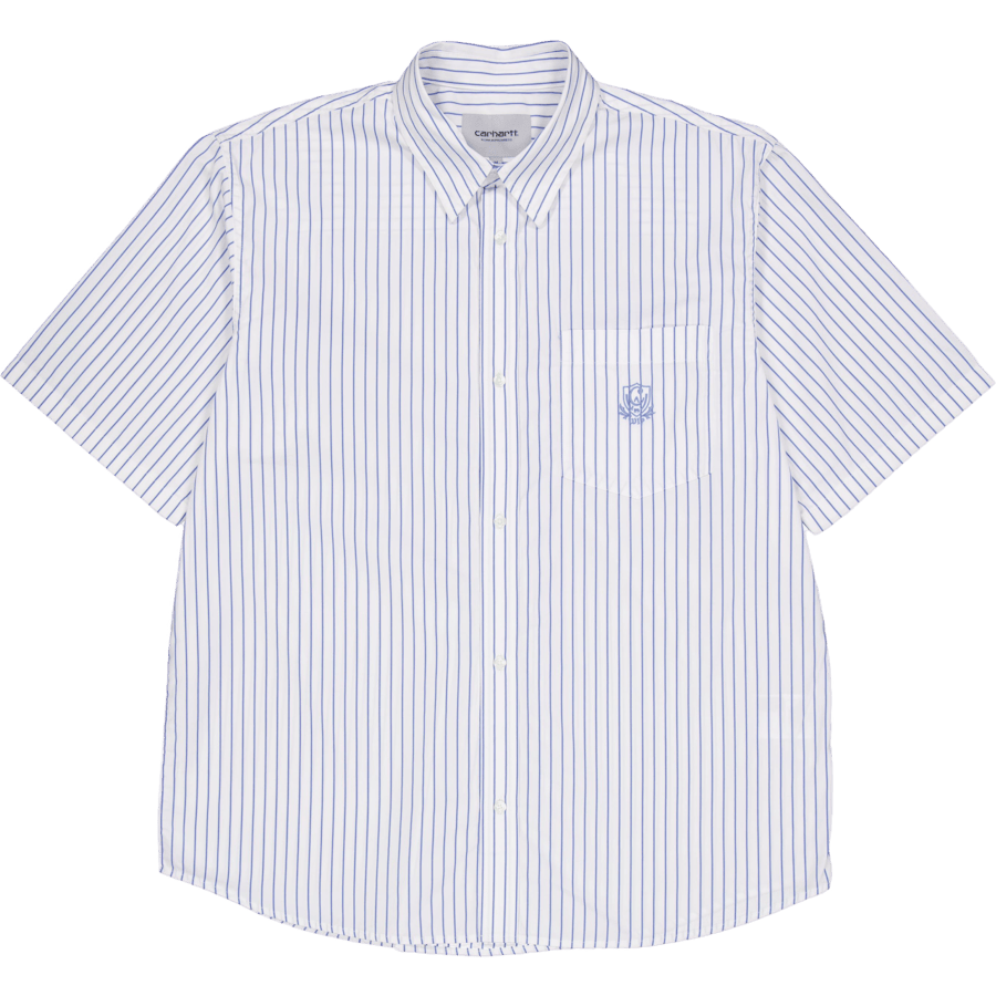 S/s Linus Shirt Linus Stripe, Bleach / White
