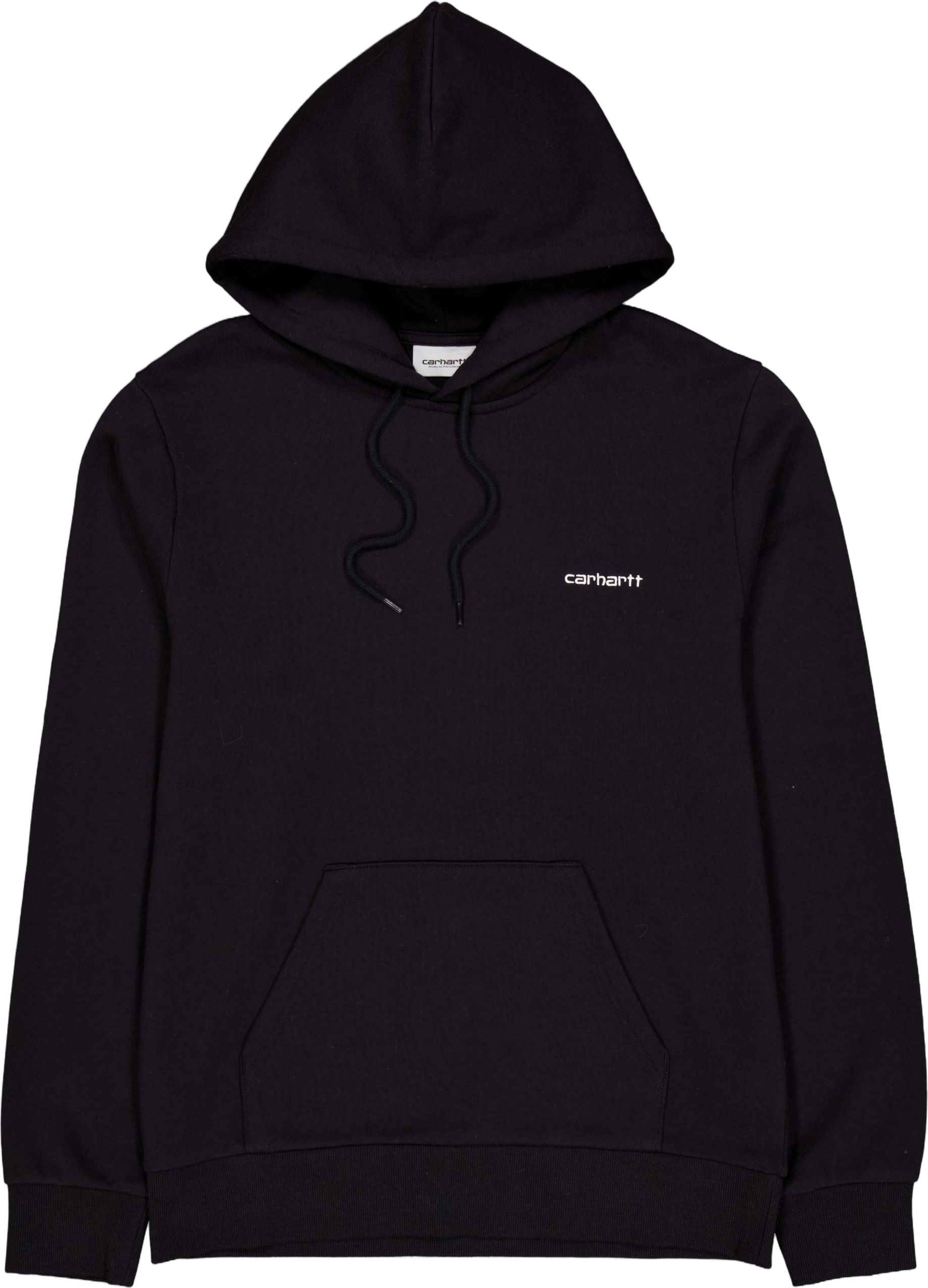Hooded Script Embroidery Sweat Black / White