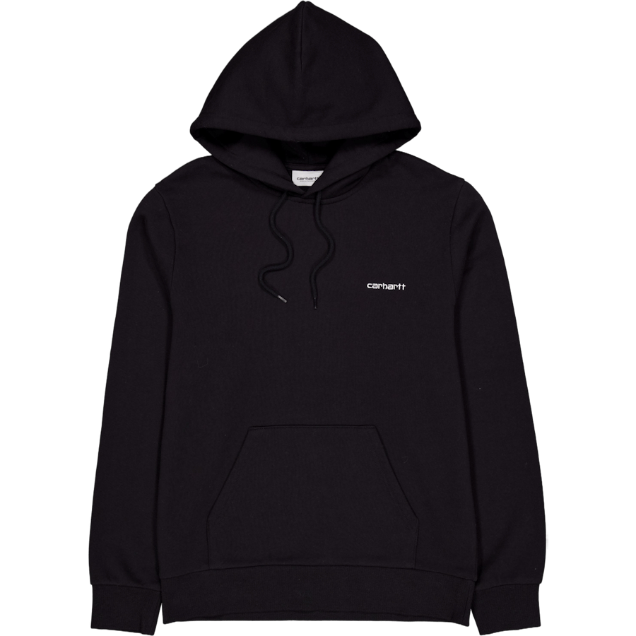 Hooded Script Embroidery Sweat Black / White