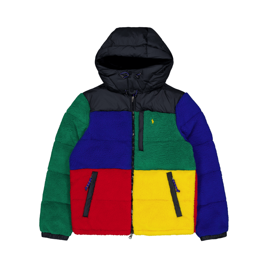 Color-Blocked Pile Fleece Down Jacket RL2000 Red Multi