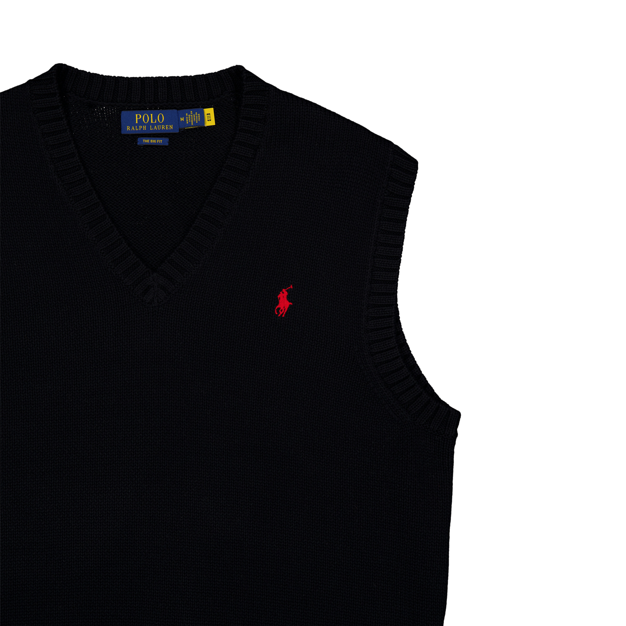 Big Fit Cotton Sweater Vest Polo Black - Bild 3