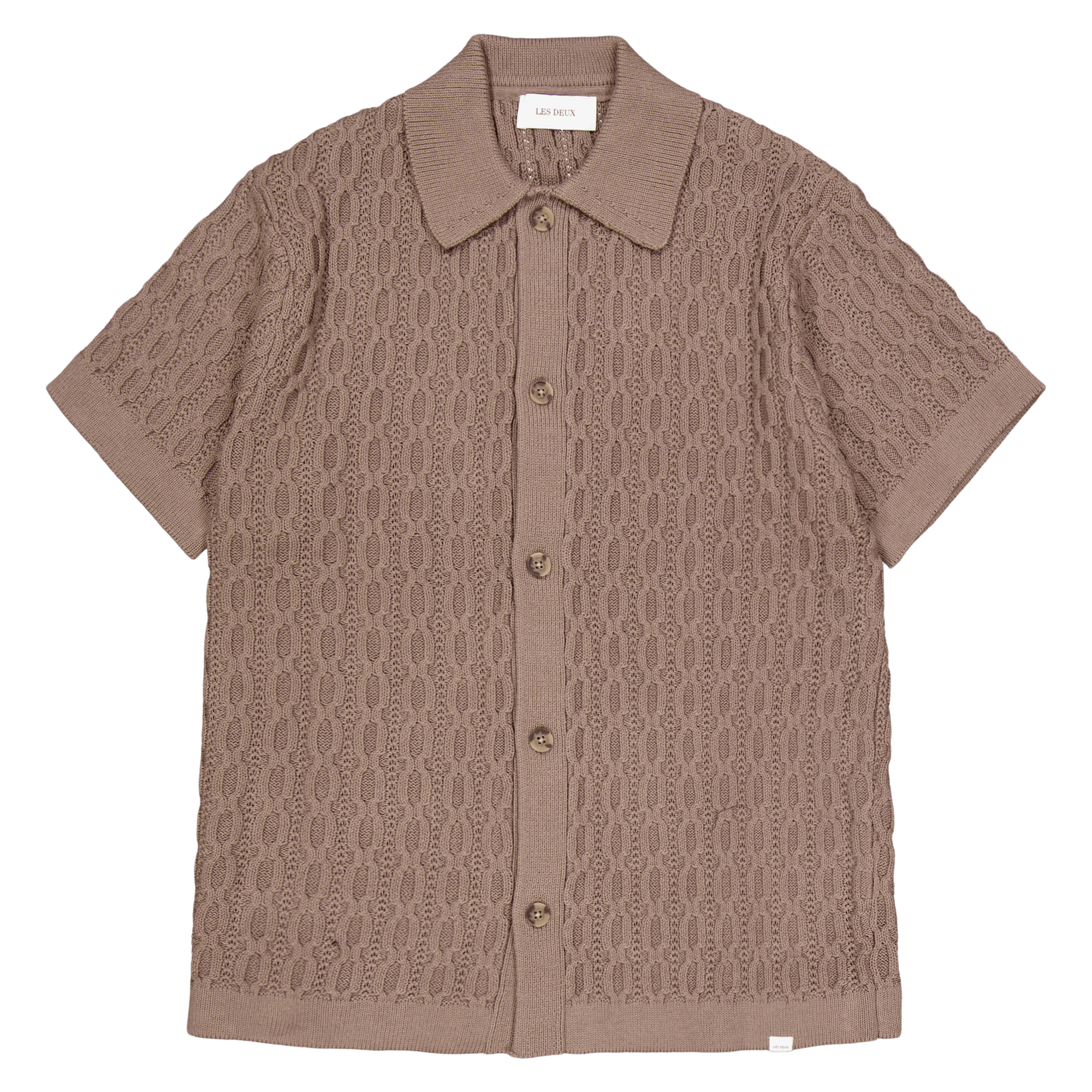 Garrett Knitted Ss Shirt Walnut
