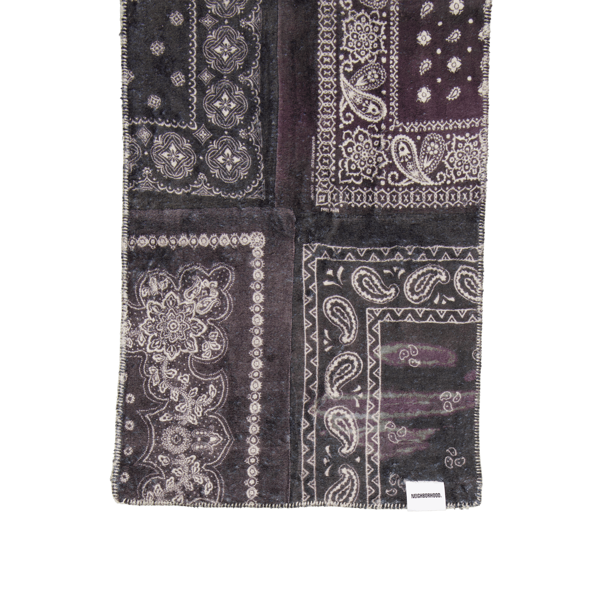 Bandana Pattern Fleece Muffler Black, Male, Apparels, other accessories, Multi color, ONESIZE